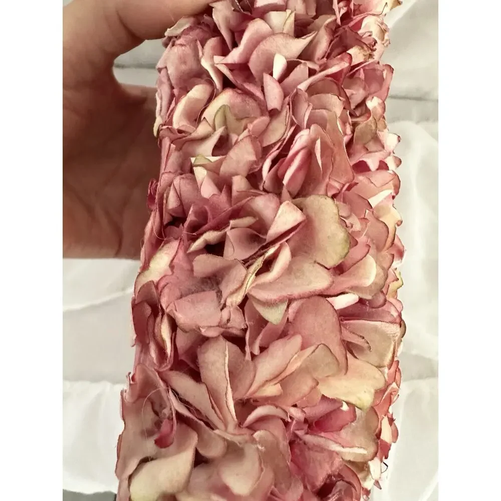 Square Pink Wreath HYDRANGEA FLOWERS Silk paper Shabby Chic Country 12 X 12”
